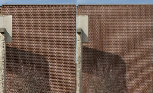 Original image (left) and image after jpeg compression (right) exhibiting Moiré patterns (images from Wikipedia used under CC BY-SA 3.0 license).